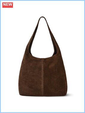 Italian Genuine Suede Hobo Handbag Large Slouchy Shoulder Bag Zip Top
